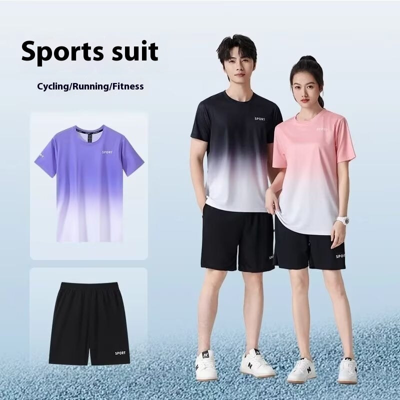 Workout Short Sleeve T-shirt Quick-drying Clothes Running Loose Casual Gradient Sports Suit