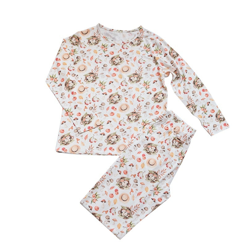 Bamboo Cotton Knitted Parent-child Homewear Clothes Pajamas Suit