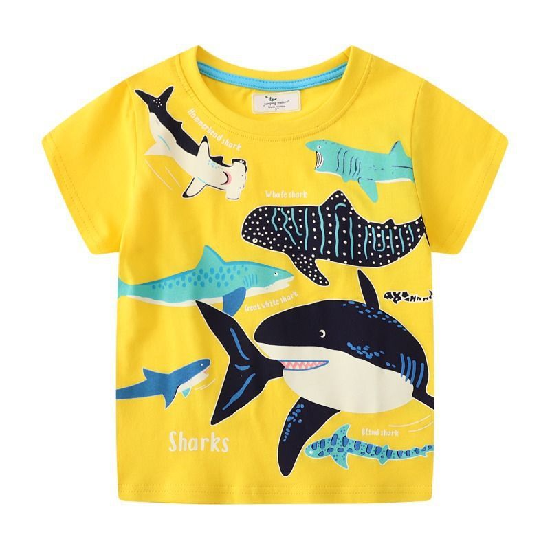 Children's Luminous Shark Pattern Short-sleeved T-shirt