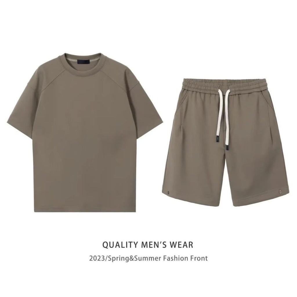 Simple Loose Couple Style Short-sleeved Shorts Two-piece Suit