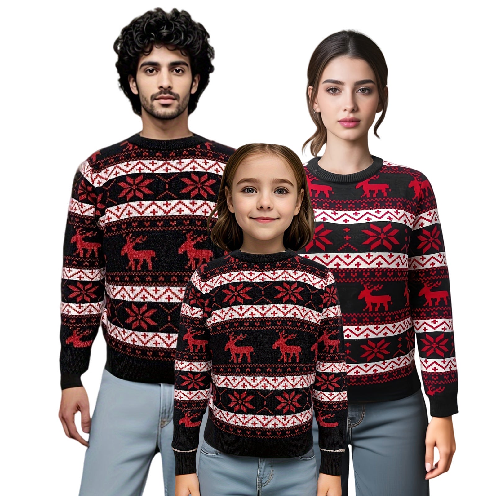 Women's Christmas Round Neck Loose Long Sleeves Sweater