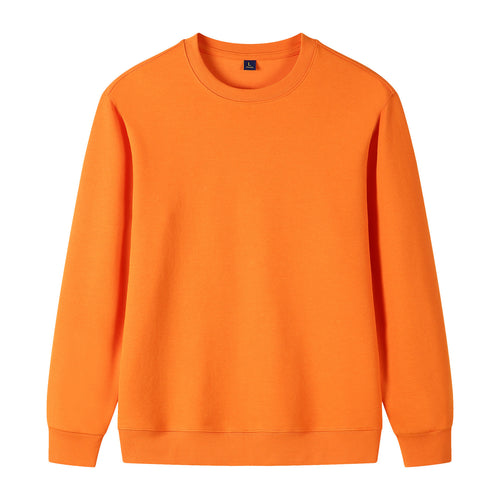 320g Straight Shoulder Pure Cotton Autumn Long Sleeve Round Neck Solid Color Sweatshirt Customized