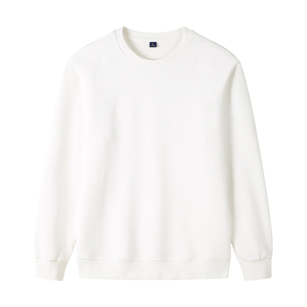 320g Straight Shoulder Pure Cotton Autumn Long Sleeve Round Neck Solid Color Sweatshirt Customized